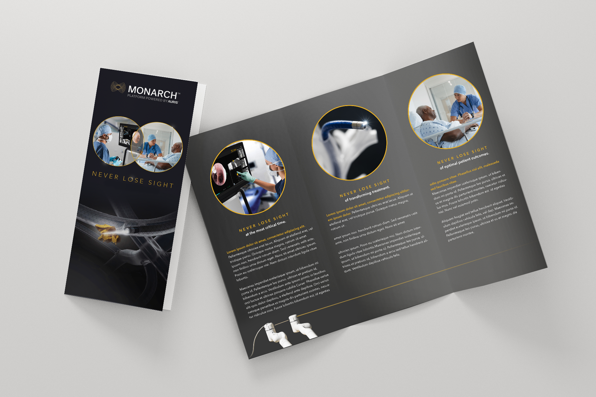 Monarch 'Never Lose Sight' leave-behind brochure and sales collateral