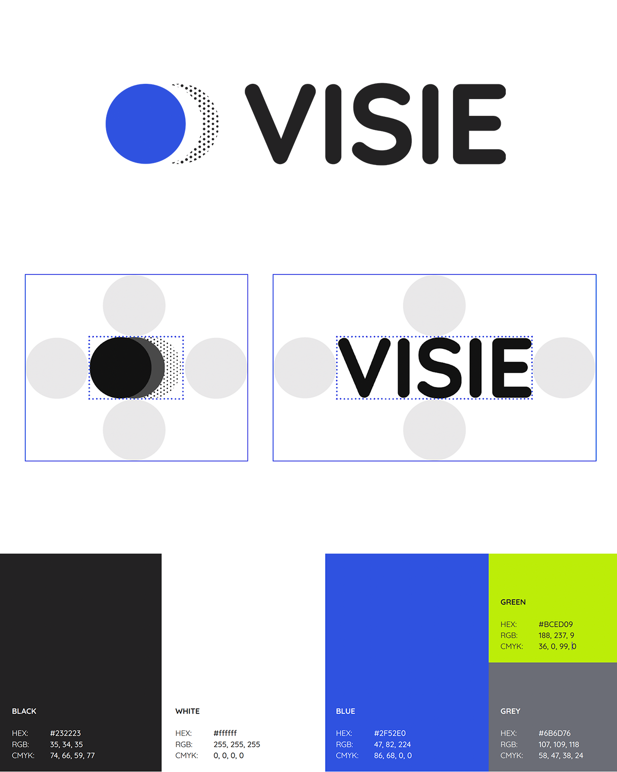 VISIE logo and color system specifications