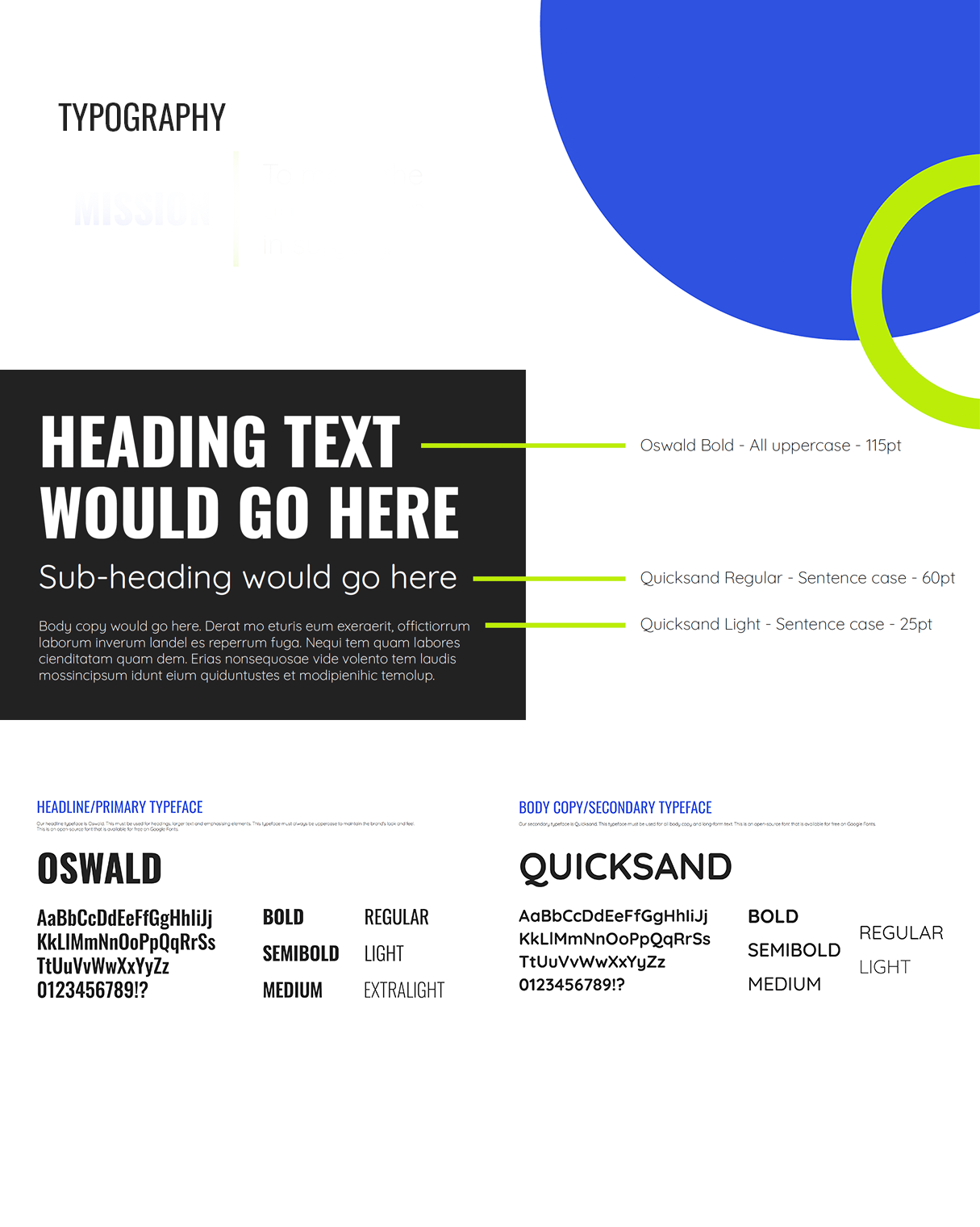 VISIE typography system and typeface specifications