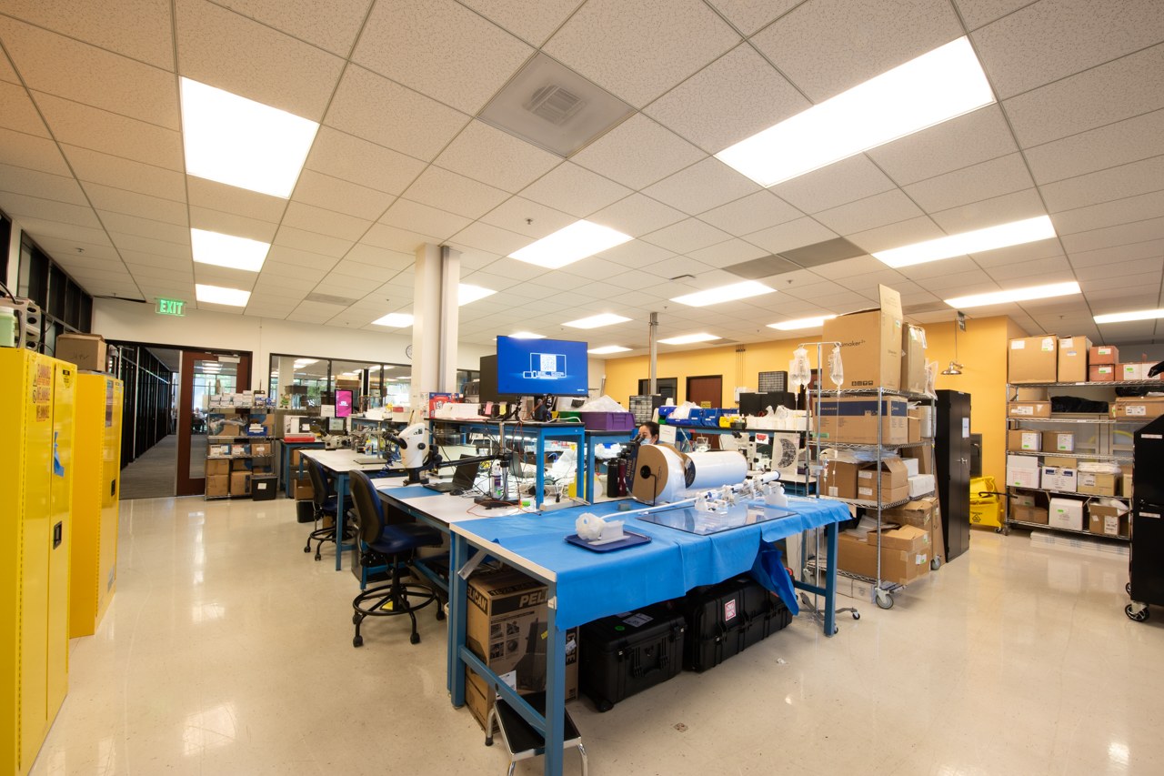 The Foundry lab floor with engineering benches and assembly stations