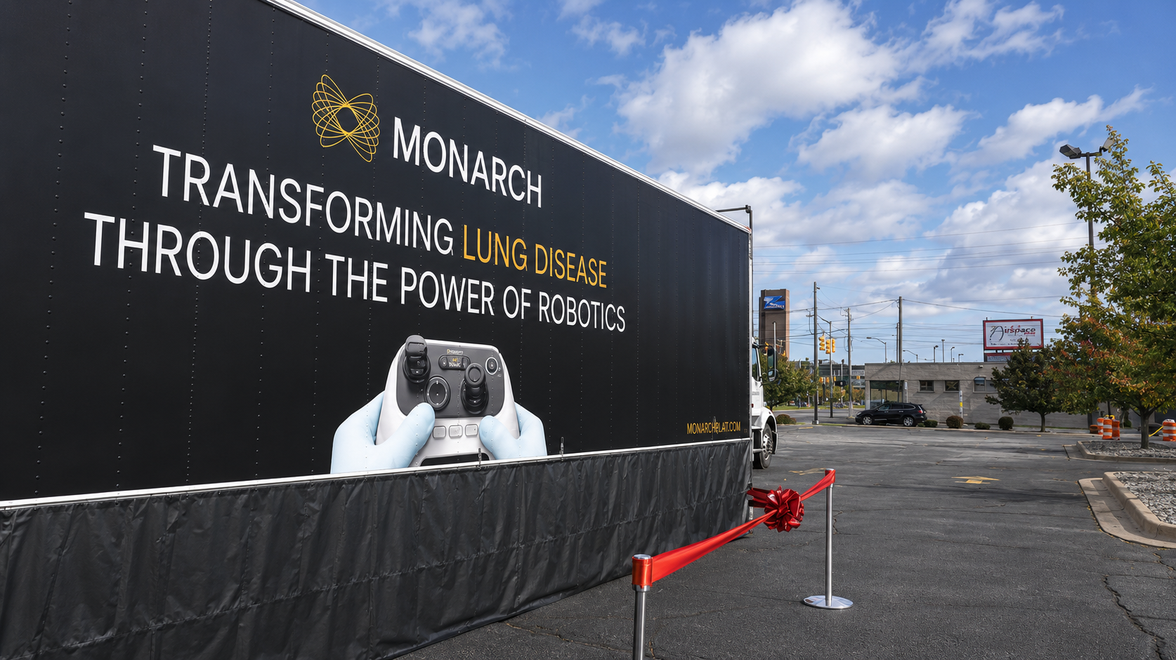 Monarch 'Never Lose Sight' out-of-home truck wrap — transforming lung disease through the power of robotics