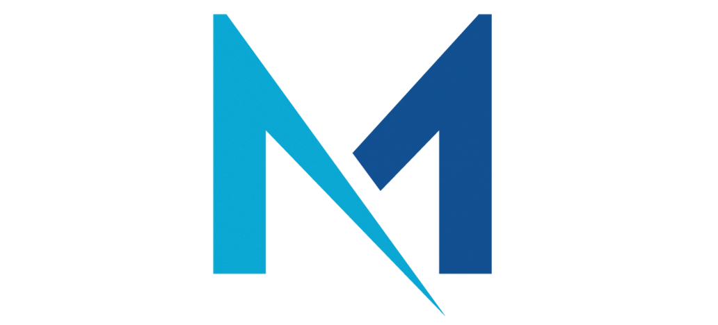 MIRA M logo icon in cyan and dark blue
